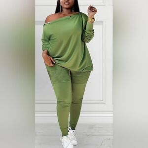 Green Off-Shoulder Tunic Top